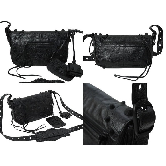 BALENCIAGA Luca Goal Cylinder leather Shoulder Bag Cross body 771716 black